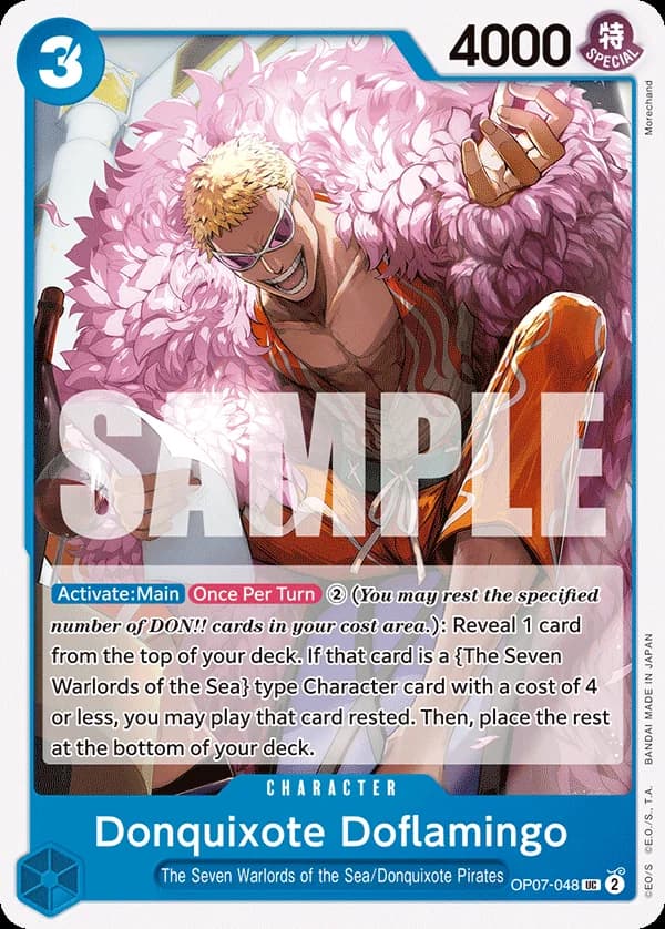 OP07-048 Donquixote Doflamingo (Seven Warlords of the Sea Binde… slab