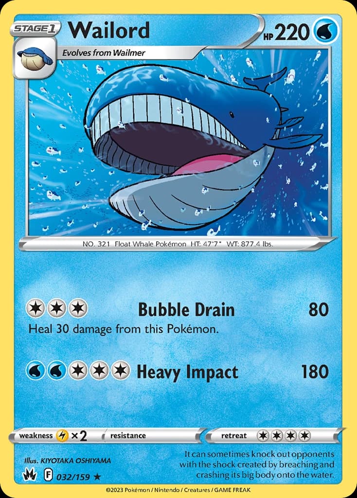 Wailord - Crown Zenith - 032/159 - Reverse Holofoil - card