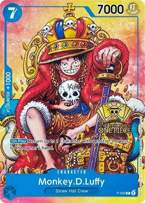Monkey.D.Luffy (2nd Anniversary Stamped Promo) - One Piece Promotion Cards - P-043 - card
