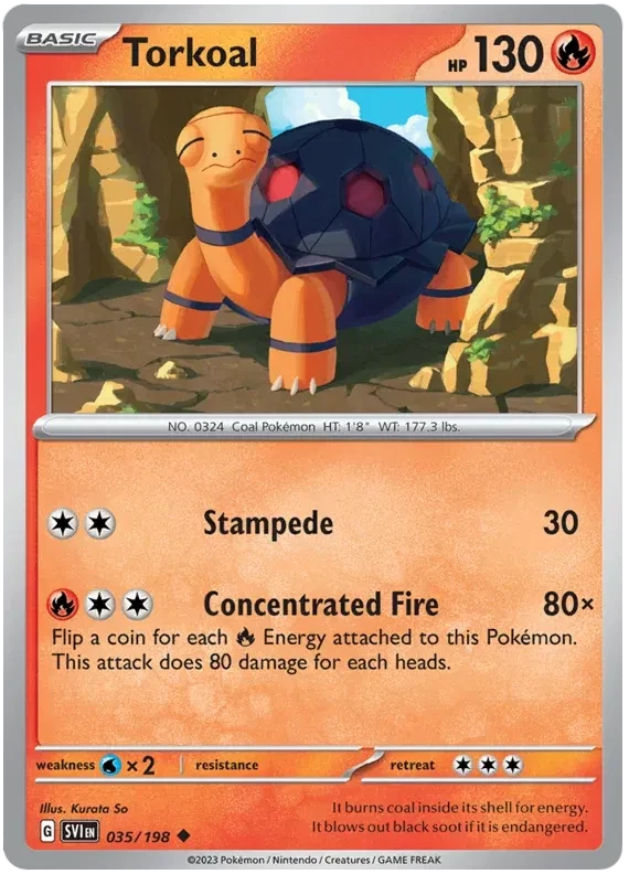 Torkoal - Scarlet & Violet Base Set - 035/198 - Reverse Holofoil - card