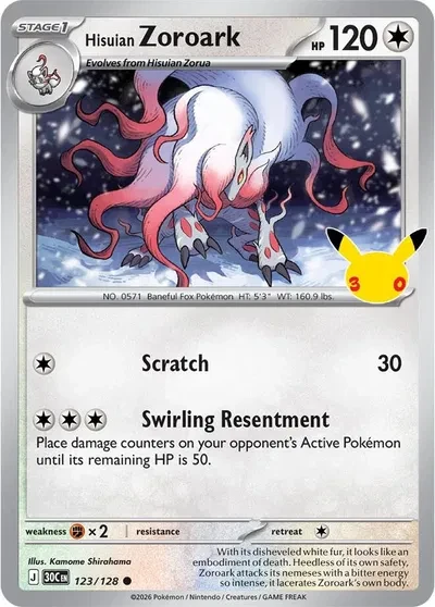 Hisuian Zoroark - 30th Celebration - 123/128 - Holofoil - card