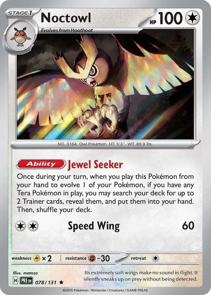 Noctowl - Prismatic Evolutions - 078/131 - Holofoil - card