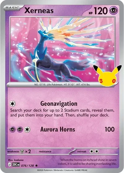 Xerneas - 30th Celebration - 076/128 - Holofoil - card