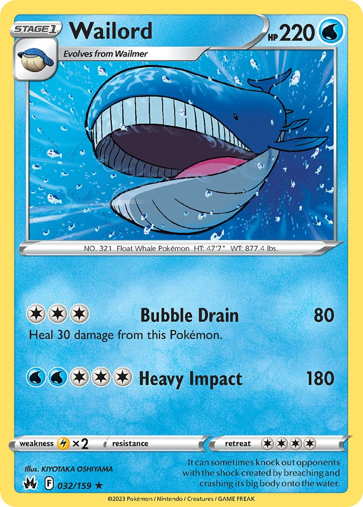 Wailord - Crown Zenith - 032/159 - Reverse Holofoil - card