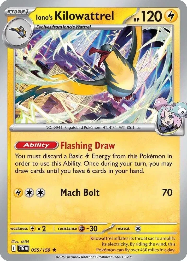 Iono's Kilowattrel - Journey Together - 055/159 - Holofoil - card