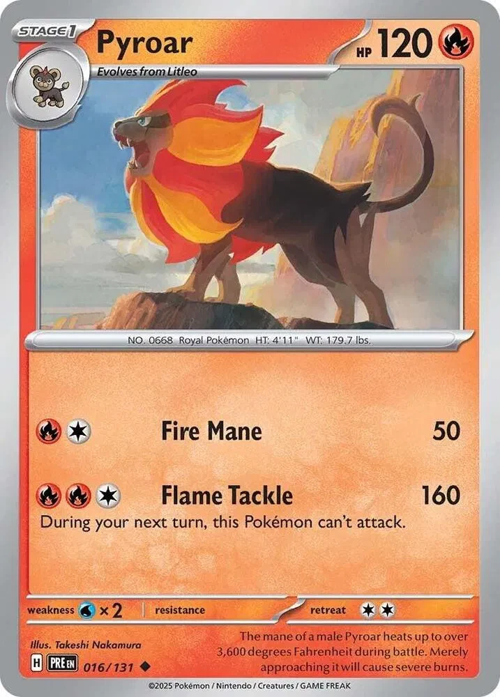 Pyroar - Prismatic Evolutions - 016/131 - Reverse Holofoil - card