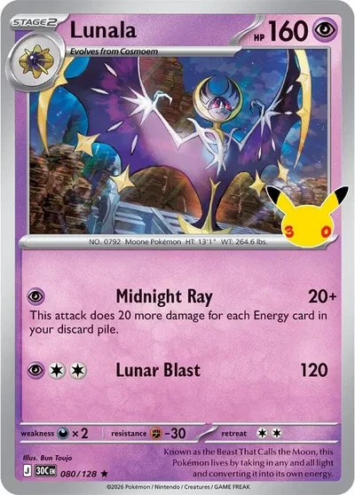 Lunala - 30th Celebration - 080/128 - Holofoil - card