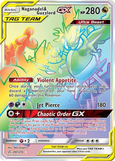 Naganadel & Guzzlord GX (Secret) - Cosmic Eclipse - 260/236 - Holofoil - card
