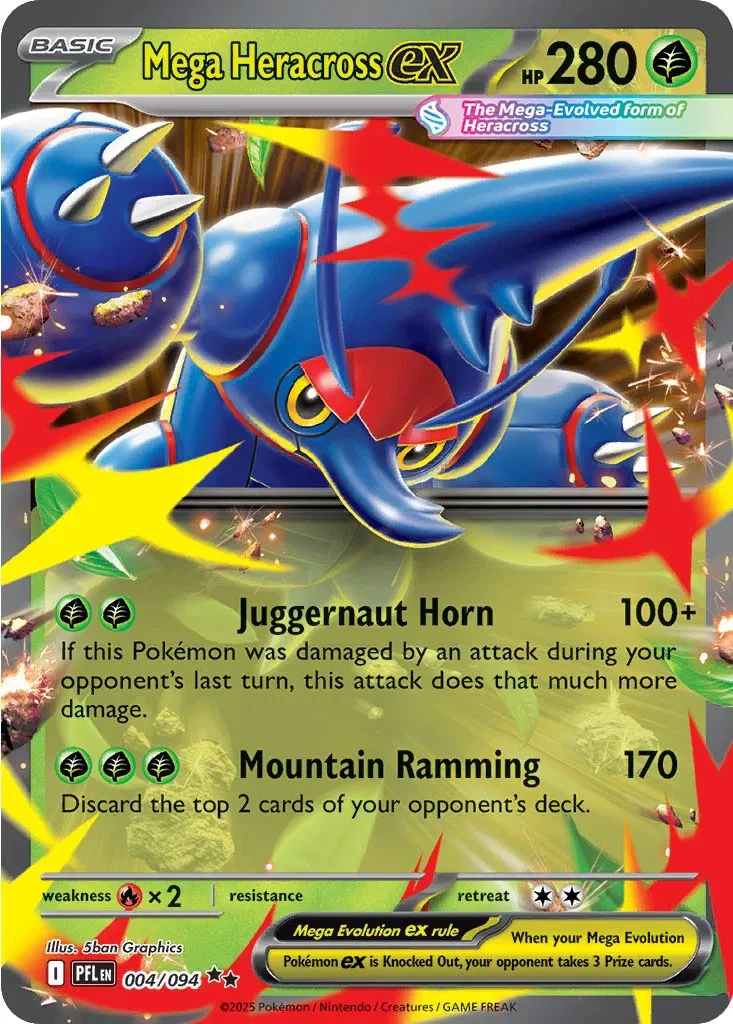 Mega Heracross ex - Phantasmal Flames - 004/094 - Holofoil - card