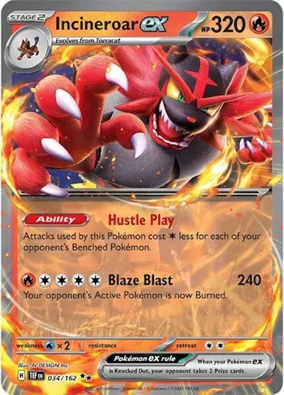 Incineroar ex - Temporal Forces - 034/162 - Holofoil - card