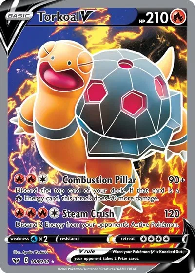 Torkoal V (Full Art) - Sword & Shield Base Set - 188/202 - Holofoil - card
