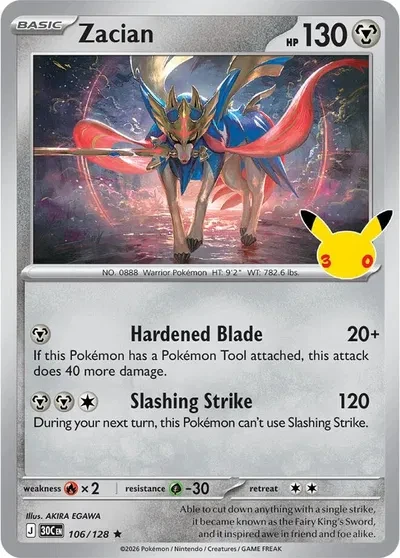 Zacian - 30th Celebration - 106/128 - Holofoil - card
