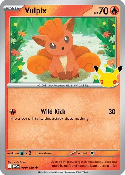 Vulpix - 30th Celebration - 009/128 - Holofoil - card