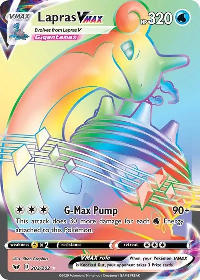 Lapras VMAX (Secret) - Sword & Shield Base Set - 203/202 - Holofoil - card