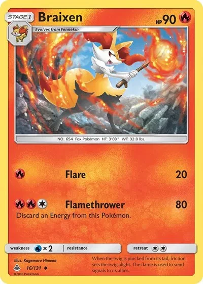 Braixen - Forbidden Light - 16 - Reverse Holofoil - card