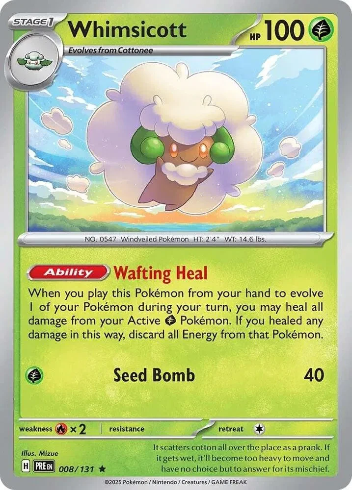 Whimsicott - Prismatic Evolutions - 008/131 - Reverse Holofoil - card