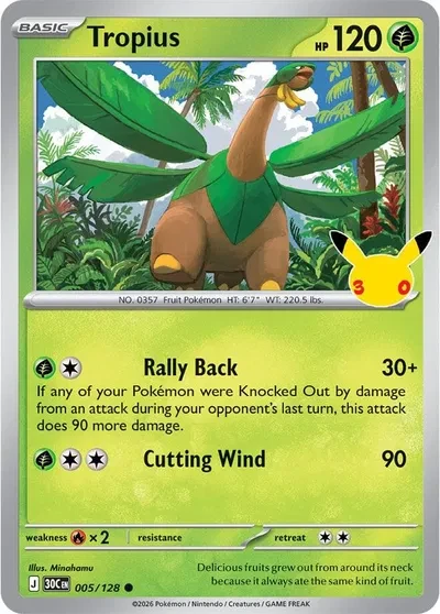 Tropius - 30th Celebration - 005/128 - Holofoil - card