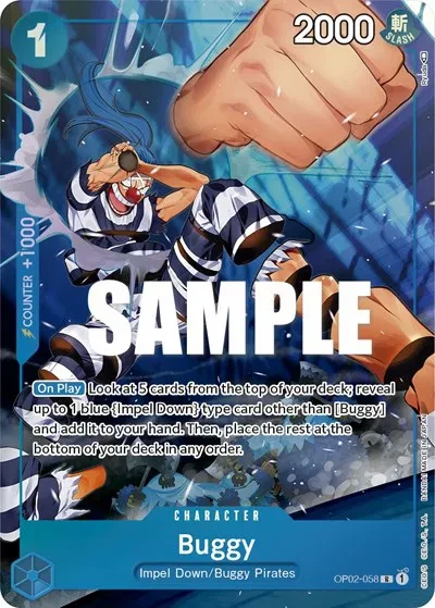 Buggy (Alternate Art) - Paramount War - OP02-058 - Foil - card
