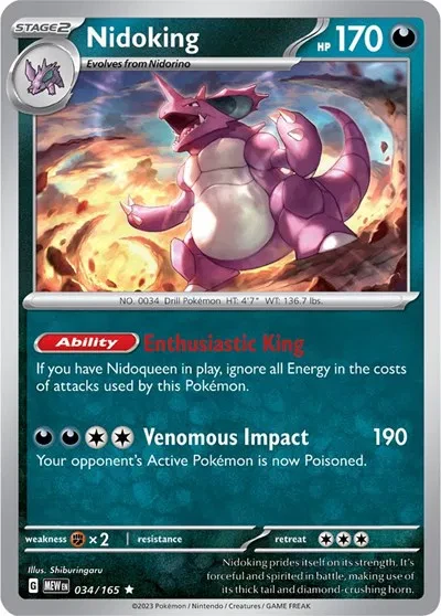 Nidoking - SV: 151 - 034/165 - Holofoil - card