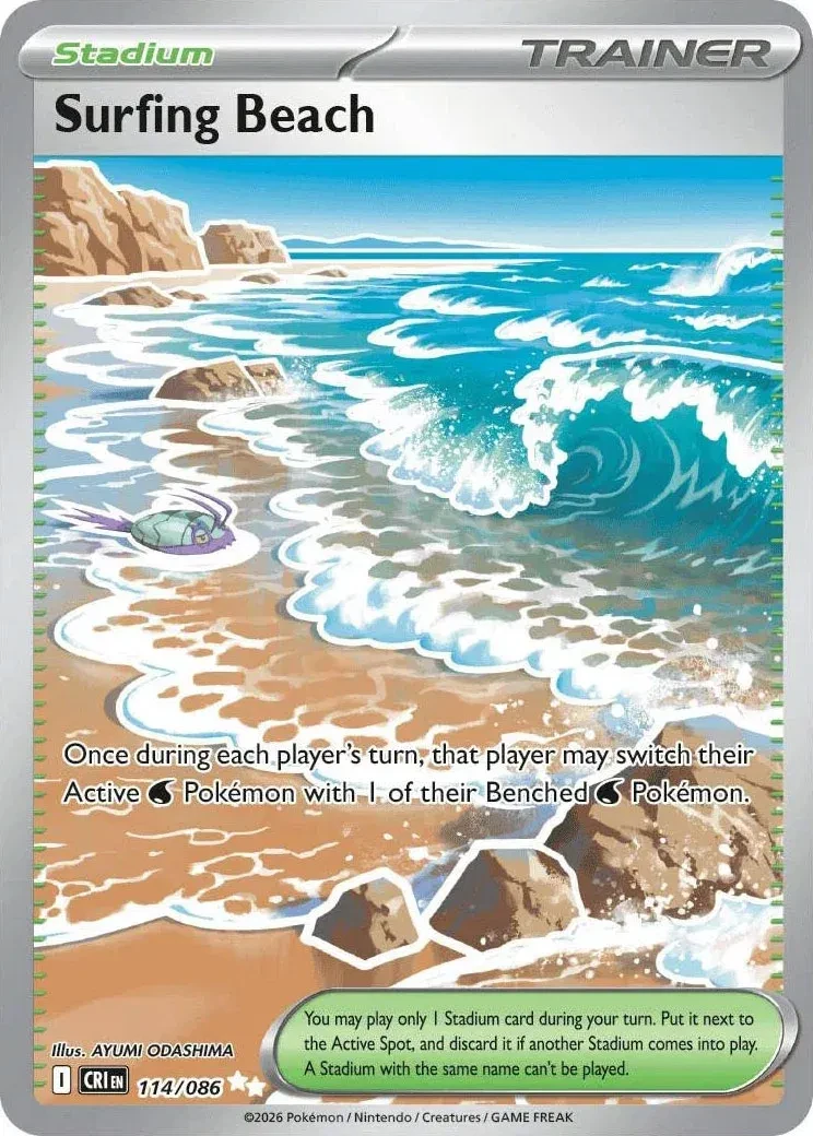 Surfing Beach - Chaos Rising - 114/086 - Holofoil - card