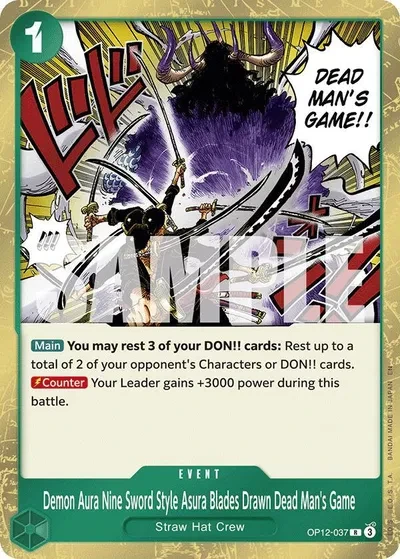 Demon Aura Nine Sword Style Asura Blades Drawn Dead Man's Game - Legacy of the Master - OP12-037 - Foil - card