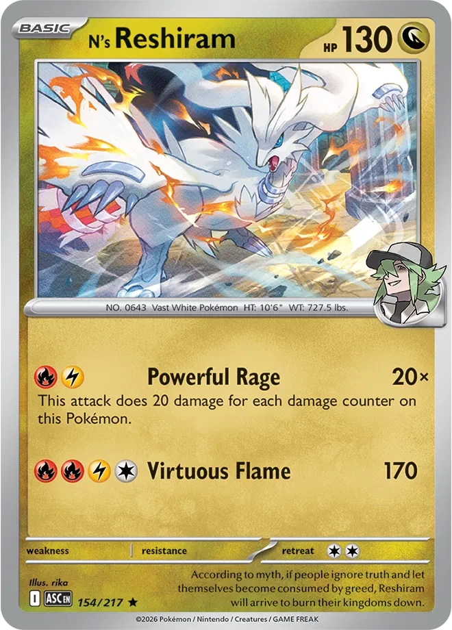 N's Reshiram - Ascended Heroes - 154/217 - Holofoil - card