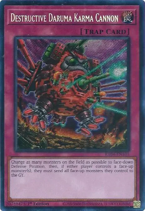 Destructive Daruma Karma Cannon (Secret Rare) - Quarter Century Stampede - RA04-EN103 - 1st Edition - card