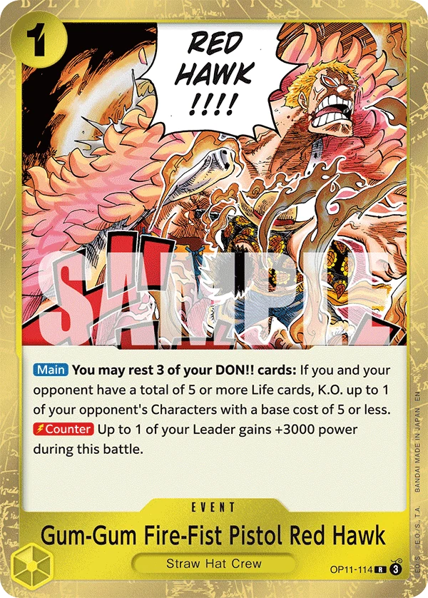 Gum-Gum Fire-Fist Pistol Red Hawk - A Fist of Divine Speed - OP11-114 - Foil - card