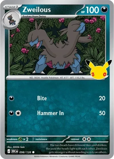 Zweilous - 30th Celebration - 098/128 - Holofoil - card