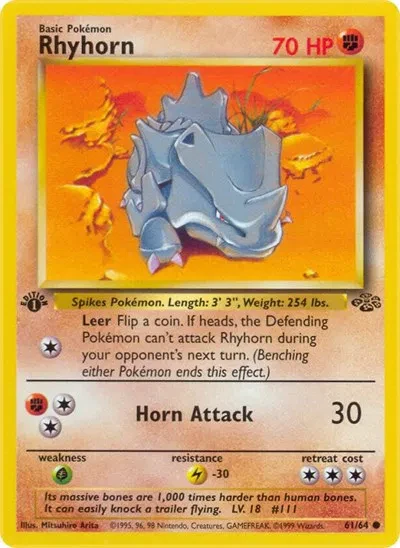 Rhyhorn - Jungle - 61 - 1st Edition - card