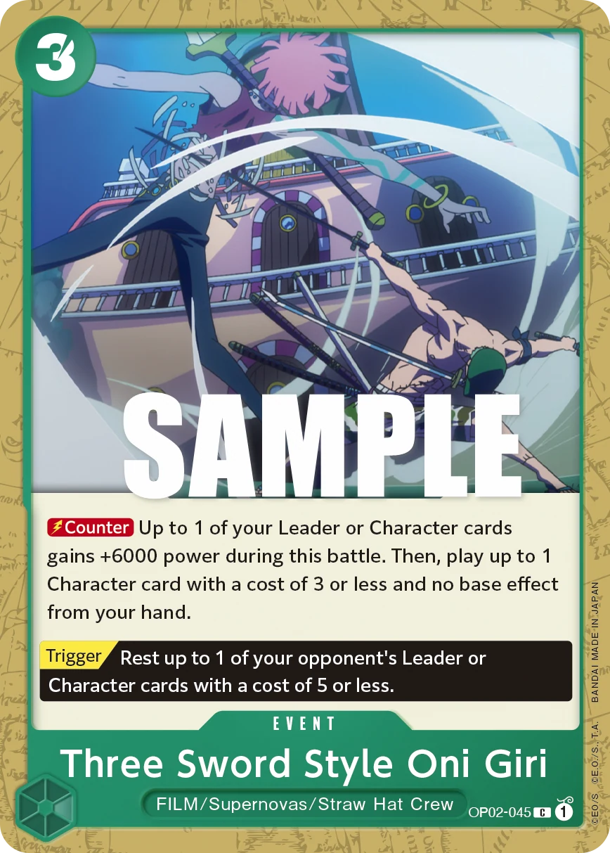 Three Sword Style Oni Giri - Paramount War - OP02-045 - card