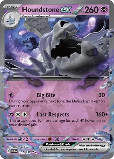 Houndstone ex - Obsidian Flames - 102/197 - Holofoil - card