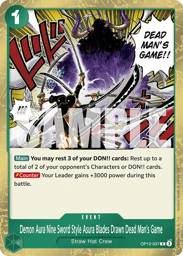 Demon Aura Nine Sword Style Asura Blades Drawn Dead Man's Game - Legacy of the Master - OP12-037 - Foil - card