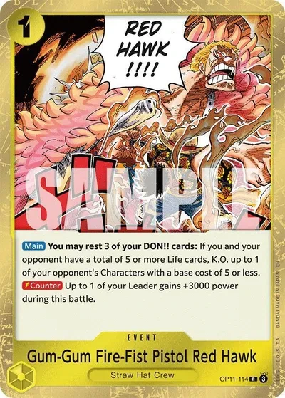 Gum-Gum Fire-Fist Pistol Red Hawk - A Fist of Divine Speed - OP11-114 - Foil - card