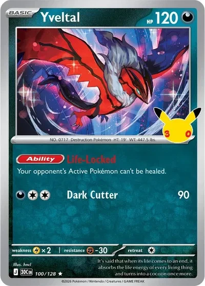 Yveltal - 30th Celebration - 100/128 - Holofoil - card