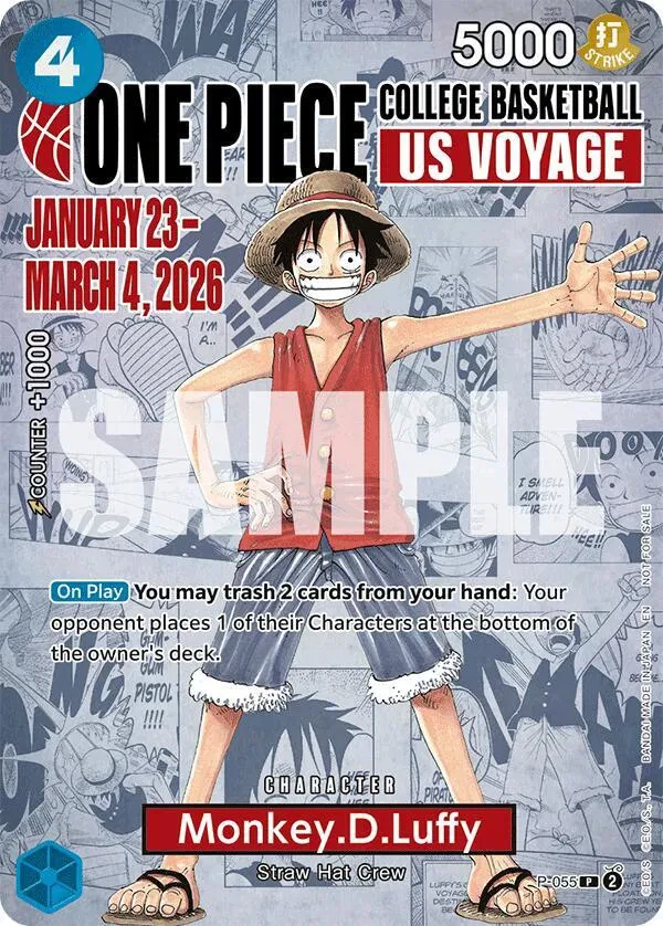 Monkey.D.Luffy (College Basketball US Voyage) - One Piece Promotion Cards - P-055 - Foil - card