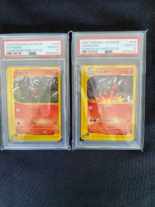 Houndour & Houndoom - Sequential PSA 10 Set - Town on No Map - 018/092 & 019/092 - Sequential certification set - graded slab