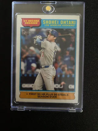 Shohei Ohtani - Topps Heritage '24 Record Breaker - First 50 HR plus 50 steals season ever - card